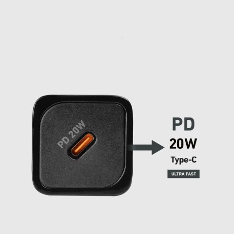 Ładowarka sieciowa Power Delivery GaN USB-C 20W - czarna SBS