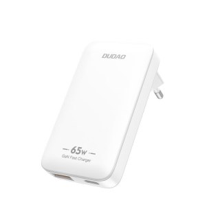 Ładowarka sieciowa podróżna ultracienka GaN 65W USB-A USB-C PD EU / US - biała DUDAO