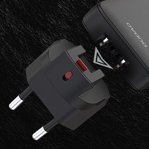 Ładowarka sieciowa podróżna ultracienka GaN 65W USB-A USB-C PD EU / US - czarna DUDAO