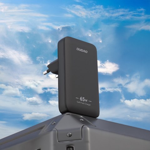 Ładowarka sieciowa podróżna ultracienka GaN 65W USB-A USB-C PD EU / US - czarna DUDAO