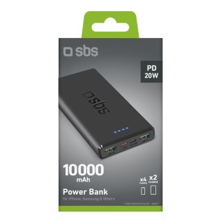 Powerbank 10000 mAh Power Delivery 20W - czarny SBS