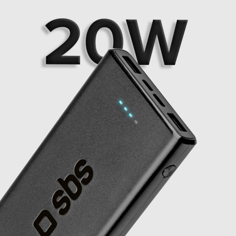 Powerbank 10000 mAh Power Delivery 20W - czarny SBS