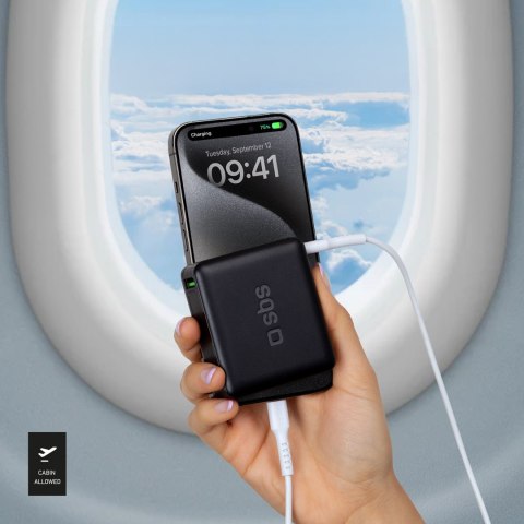 Powerbank 10000 mAh Power Delivery - czarny SBS