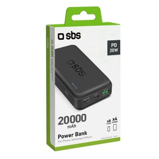Powerbank 20000 mAh PD USB-C USB-A Micro-USB 20W - czarny SBS