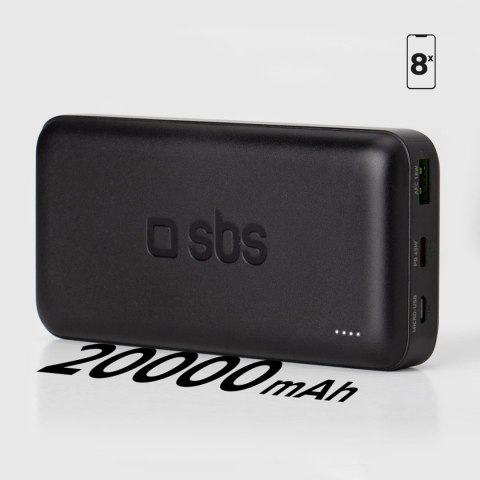 Powerbank 20000 mAh PD USB-C USB-A Micro-USB 20W - czarny SBS
