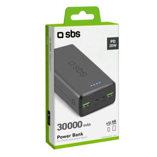 Powerbank 30000 mAh USB-C USB-A - czarny SBS