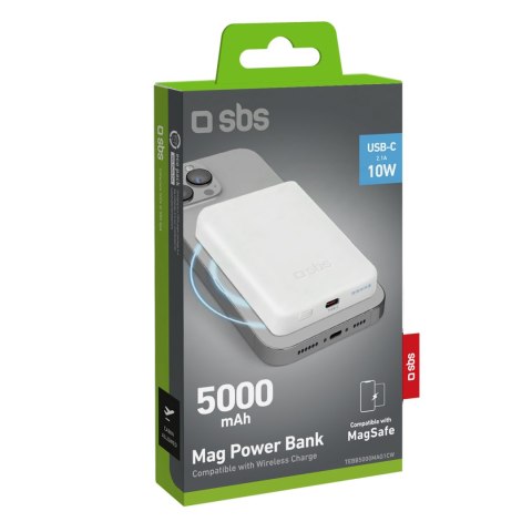 Powerbank 5000 mAh USB-C kompatybilny z MagSafe - biały SBS