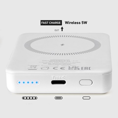 Powerbank 5000 mAh USB-C kompatybilny z MagSafe - biały SBS