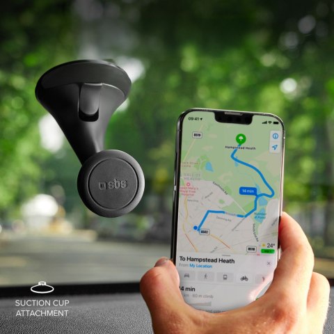 Uchwyt magnetyczny na smartfona MagSafe na deskę rodzielczą szybę - czarny SBS