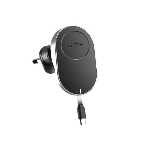 Uchwyt na smartfona z ładowarką bezprzewodową zwijanym kablem MagSafe - czarny SBS