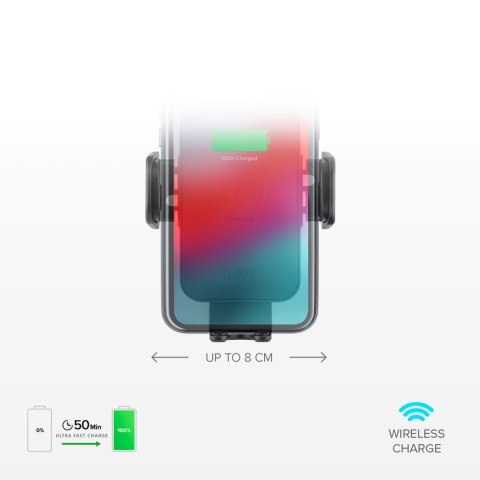 Uchwyt samochodowy na smartfona z ładowarką bezprzewodową na kratkę nawiewu - czarny SBS