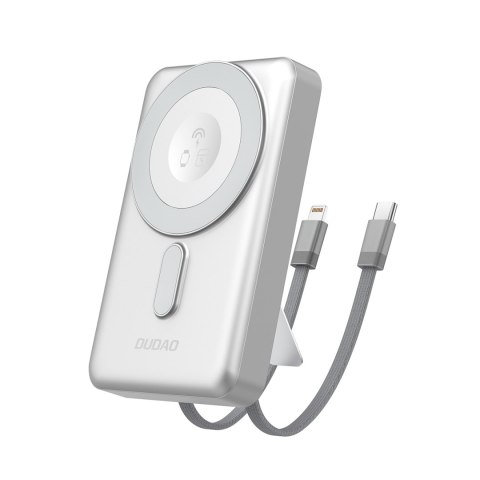 Powerbank K29 10000mAh MagSafe metalowa obudowa podstawka kable USB-C iPhone Lightning PD 20W - srebrny DUDAO