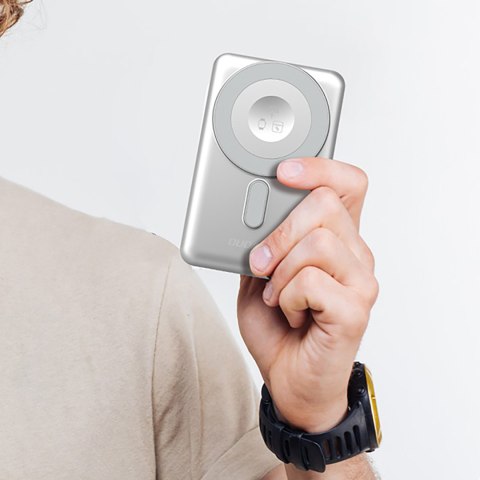 Powerbank K29 10000mAh MagSafe metalowa obudowa podstawka kable USB-C iPhone Lightning PD 20W - srebrny DUDAO