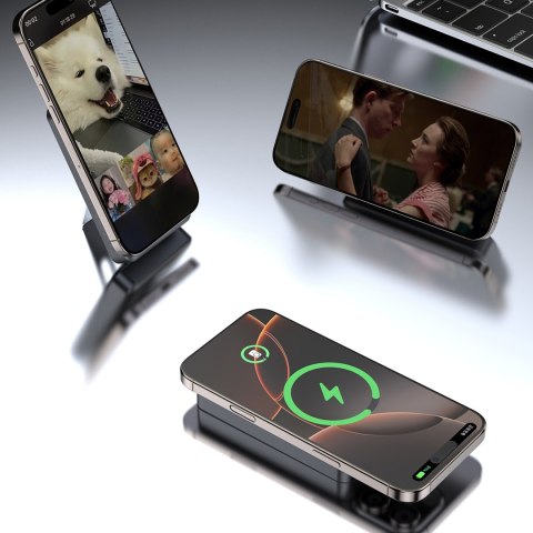 Powerbank K29 10000mAh MagSafe metalowa obudowa podstawka kable USB-C iPhone Lightning PD 20W - srebrny DUDAO