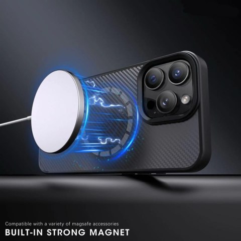 Etui plecki na Samsung Galaxy S25 Carbon Fibre Case z MagSafe - brązowe WOZINSKY