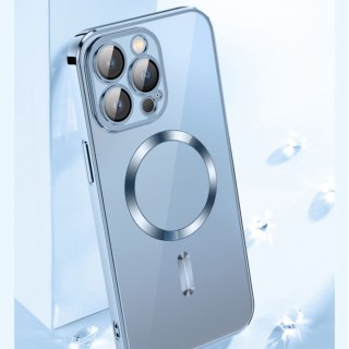 Etui pokrowiec na Samsung Galaxy S24 FE Electroplated Magsafe - niebieskie WOZINSKY