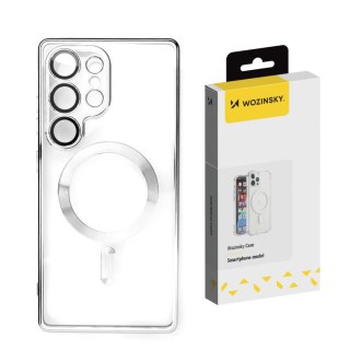 Etui pokrowiec na Samsung Galaxy S24 FE Electroplated Magsafe - srebrne WOZINSKY