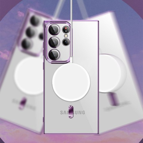 Etui pokrowiec na Samsung Galaxy S24 FE Electroplated Magsafe - srebrne WOZINSKY