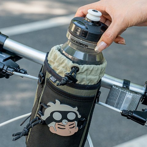 Torba turystyczna rowerowa na butelkę bidon z paskiem na ramię 1l - zielona ROCKBROS