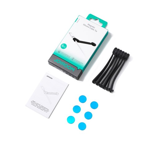 Opaska na kable silikonowa z magnesem czarna - zestaw 6 szt. JOYROOM