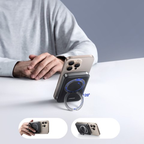 Powerbank 10000mAh 22.5W Qi2 JR-PBM12 MagSafe z podstawką - czarny JOYROOM