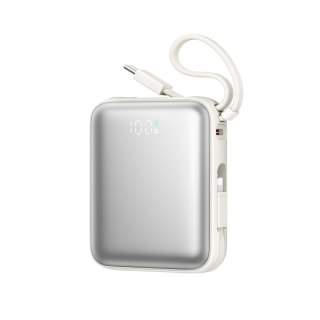 Powerbank 10000mAh 22.5W z wbudowanymi kablami USB-C Lightning - biały JOYROOM