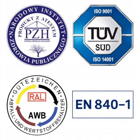 Kontener do zbiórki odpadów i śmieci komunalnych ATESTY Europlast Austria - zielony 1100L Europlast Austria