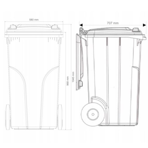Pojemnik kubeł na odpady i śmieci ATESTY Europlast Austria - czarny 240L Europlast Austria