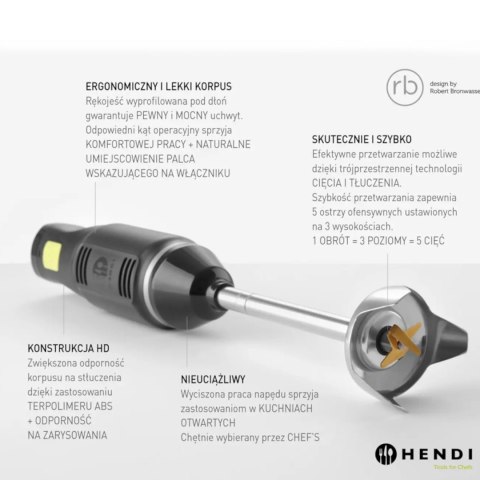 Wydajny mikser blender ręczny z regulacją prędkości 250W Hendi 222157 Hendi