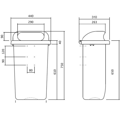 Kosz uliczny miejski pojemnik na śmieci na słupek lub ścianę DIN 50L - niebieski Europlast Austria