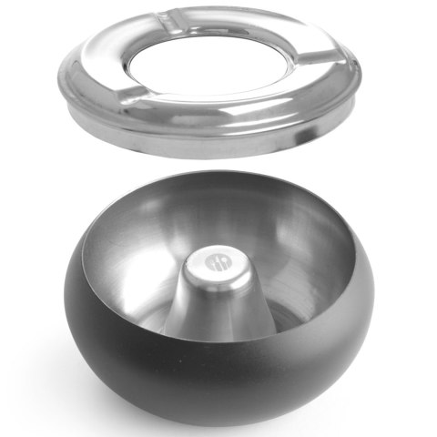 Popielniczka ze zdejmowanym rantem stal nierdzewna czarna śr. 105 mm - Hendi 440230 Hendi