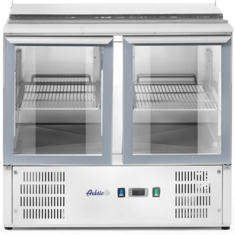 Stół chłodniczy sałatkowy 2-drzwiowy przeszklony z pokrywą na 2x GN1/1 3x GN1/6 247 l - Hendi 236246 ARKTIC