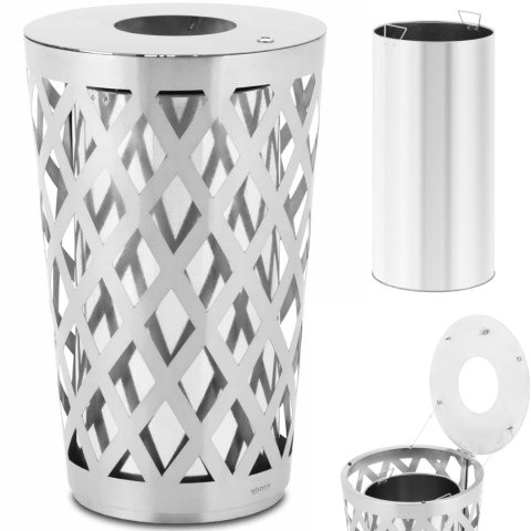 Kosz na odpady śmieci miejski zewnętrzny okrągły śr. 50 x 80 cm STAL szary Ulsonix