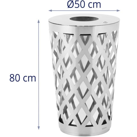 Kosz na odpady śmieci miejski zewnętrzny okrągły śr. 50 x 80 cm STAL szary Ulsonix