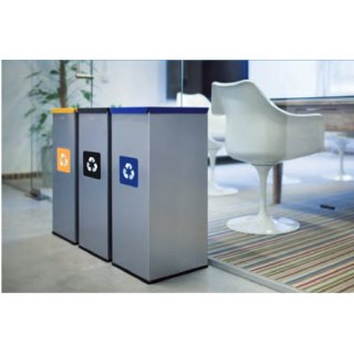 Metalowy kosz do segregacji śmieci 30x30x70cm 60L PLASTIK - pokrywa żółta GSG24