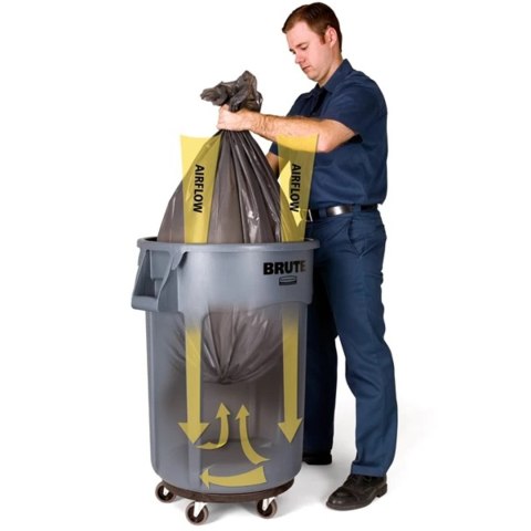 Pojemnik kubeł przemysłowy na odpady i do żywności BRUTE Round 121L - żółty Rubbermaid