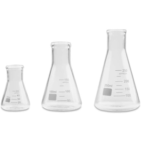 Kolby Erlenmeyera laboratoryjne stożkowe 50/150/250 ml - zestaw 3 szt. Steinberg Systems