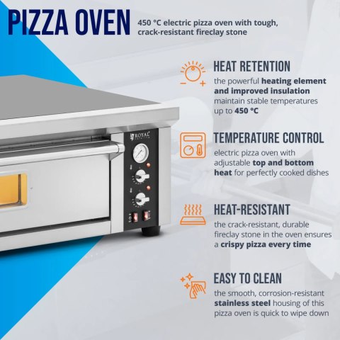Piec do pizzy elektryczny z szamotem na 6 pizz śr. 33 cm 400 V 6600 W Royal Catering