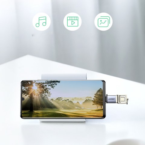 Adapter przejściówka USB-C (męski) - USB-A 3.0 (żeński) ze smyczą - szary UGREEN