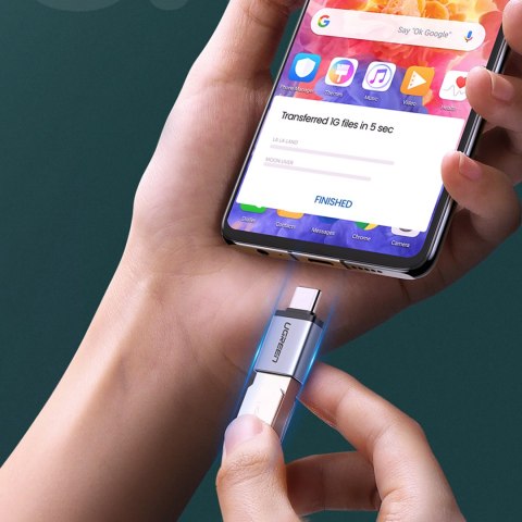 Adapter przejściówka USB-C (męski) - USB-A 3.0 (żeński) ze smyczą - szary UGREEN