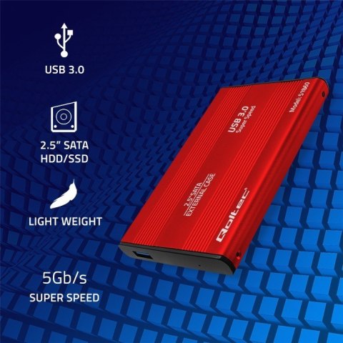 Obudowa na dysk HDD/SSD 2.5 cala SATA3 | USB 3.0 | Czerwona Qoltec