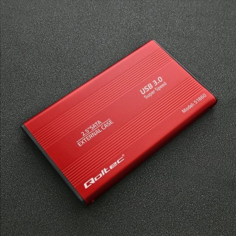Obudowa na dysk HDD/SSD 2.5 cala SATA3 | USB 3.0 | Czerwona Qoltec