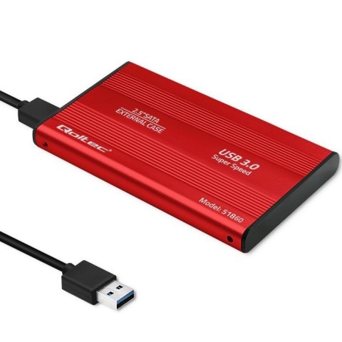 Obudowa na dysk HDD/SSD 2.5 cala SATA3 | USB 3.0 | Czerwona Qoltec