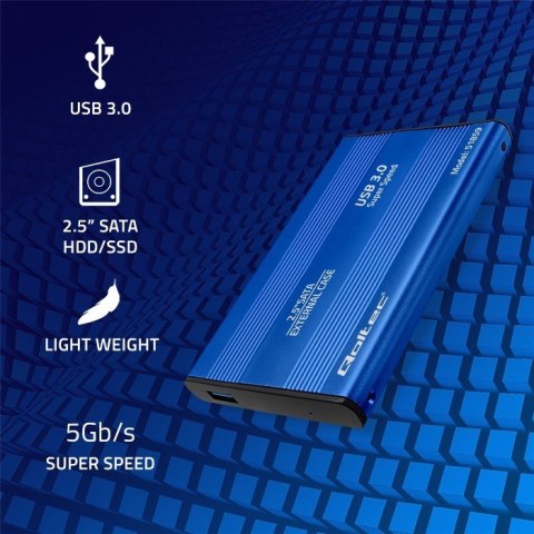 Obudowa na dysk HDD/SSD 2.5 cala SATA3 | USB 3.0 | Niebieska Qoltec