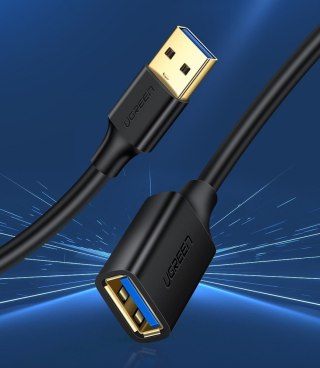 Przedłużacz do kabla przewodu USB 3.0 1.5m czarny UGREEN