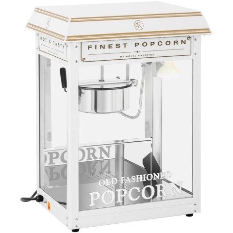 Maszyna automat urządzenie do prażenia popcornu retro TEFLON 1600 W 5-6 kg/h - biało-złota Royal Catering