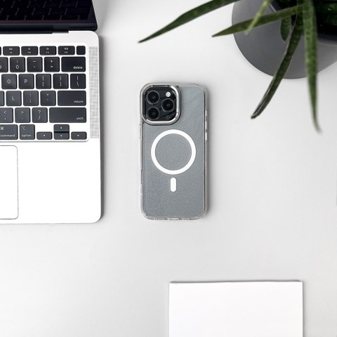 Etui ochronne na Samsung Galaxy S25 Glitter Case z Mag Safe - przezroczyste z brokatem WOZINSKY