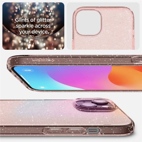 Etui case na iPhone 15 Plus Liquid Crystal Glitter - różowo przezroczyste SPIGEN