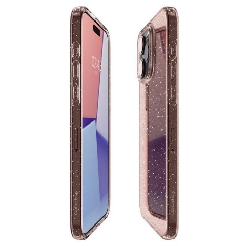 Etui case na iPhone 15 Pro Liquid Crystal Glitter - różowo przezroczyste SPIGEN