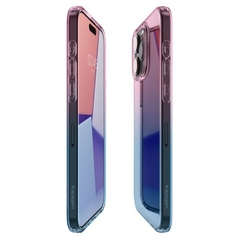 Etui case na iPhone 15 Pro Liquid Crystal - różowo niebieskie SPIGEN